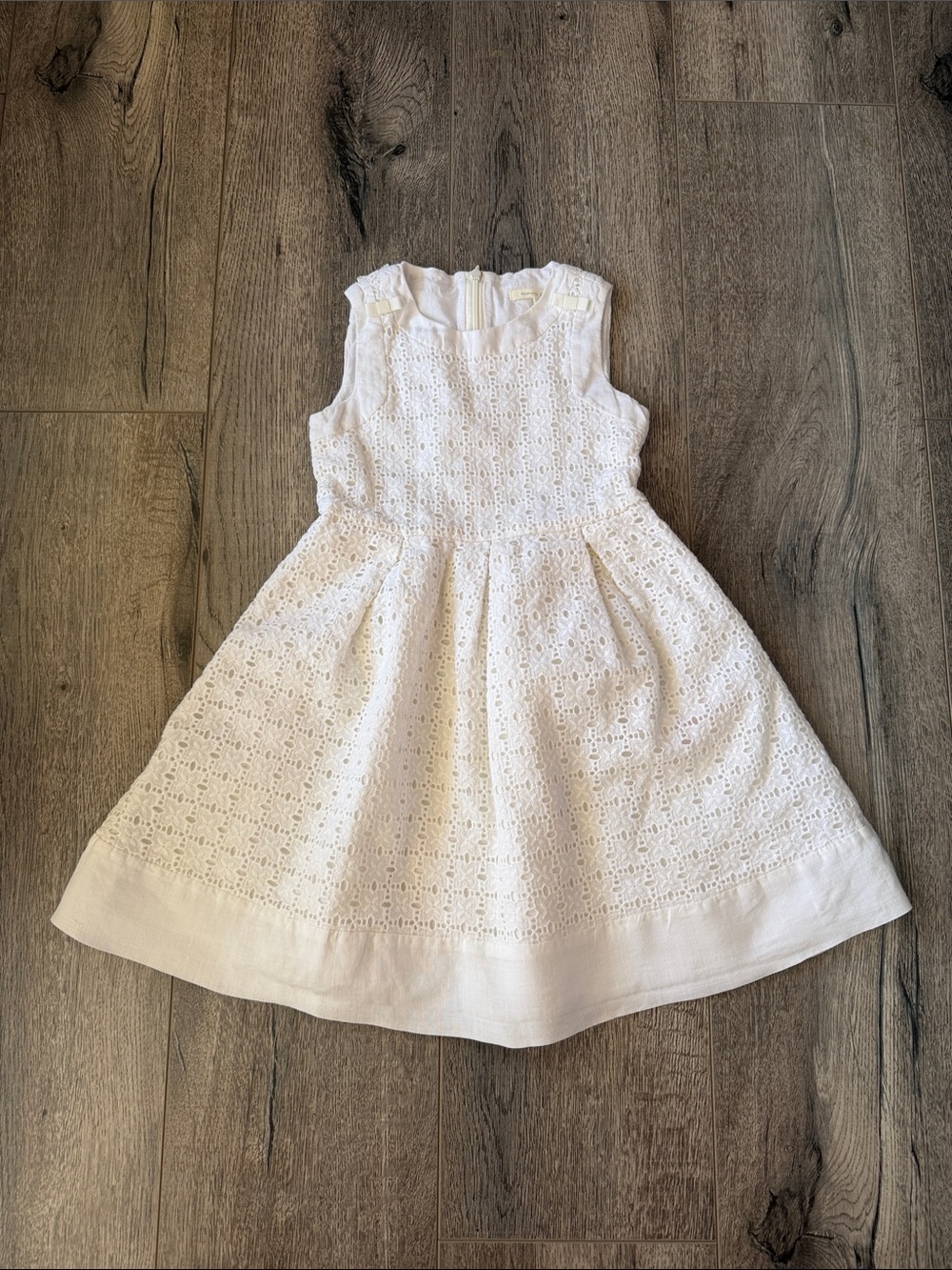 Sleeveless White Eyelet Party Dress for Girls